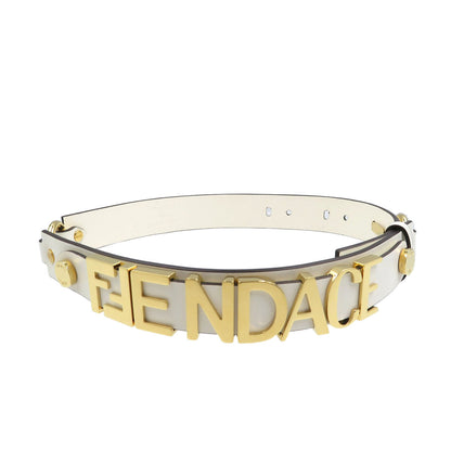 Fendi Belt 8C0662 Leather, Metal White Women 65/26