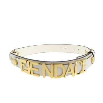 Fendi Belt 8C0662 Leather, Metal White Women 65/26