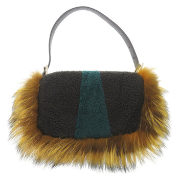 Fendi Handbag 8Br600 Fox, Mouton Yellow Mamma Bucket Monster Unisex(Unisex)