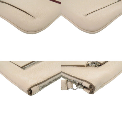 Bally Clutch Bag Talker.Tsp Leather White Unisex(Unisex)