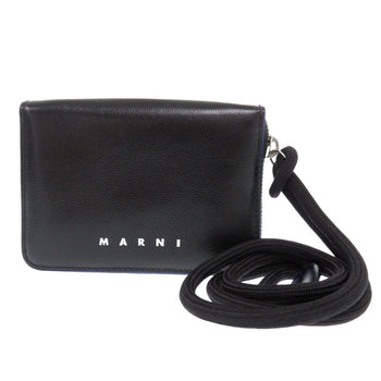 Marni Coin Case Pfmi0038U0 Leather Black Zip Around Wallet Women