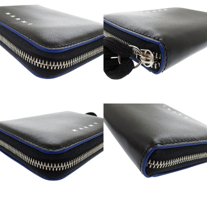 Marni Coin Case Pfmi0038U0 Leather Black Zip Around Wallet Women