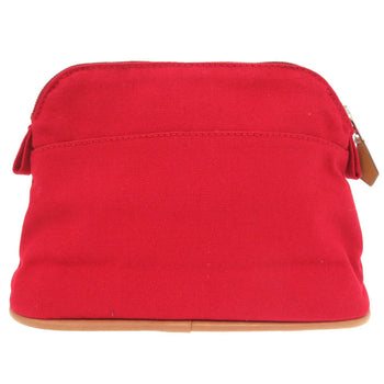 Hermes Pouch Canvas Red Bored Pouch 20 Women