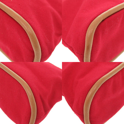 Hermes Pouch Canvas Red Bored Pouch 20 Women