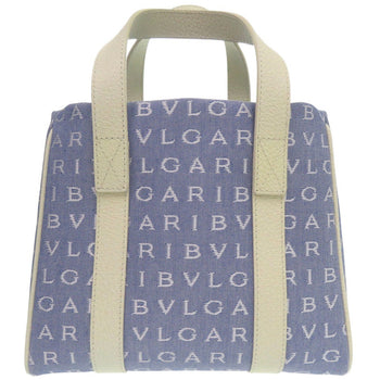 Bvlgari Tote Bag Canvas Blue Logo Mania Mini Tote Bag Women