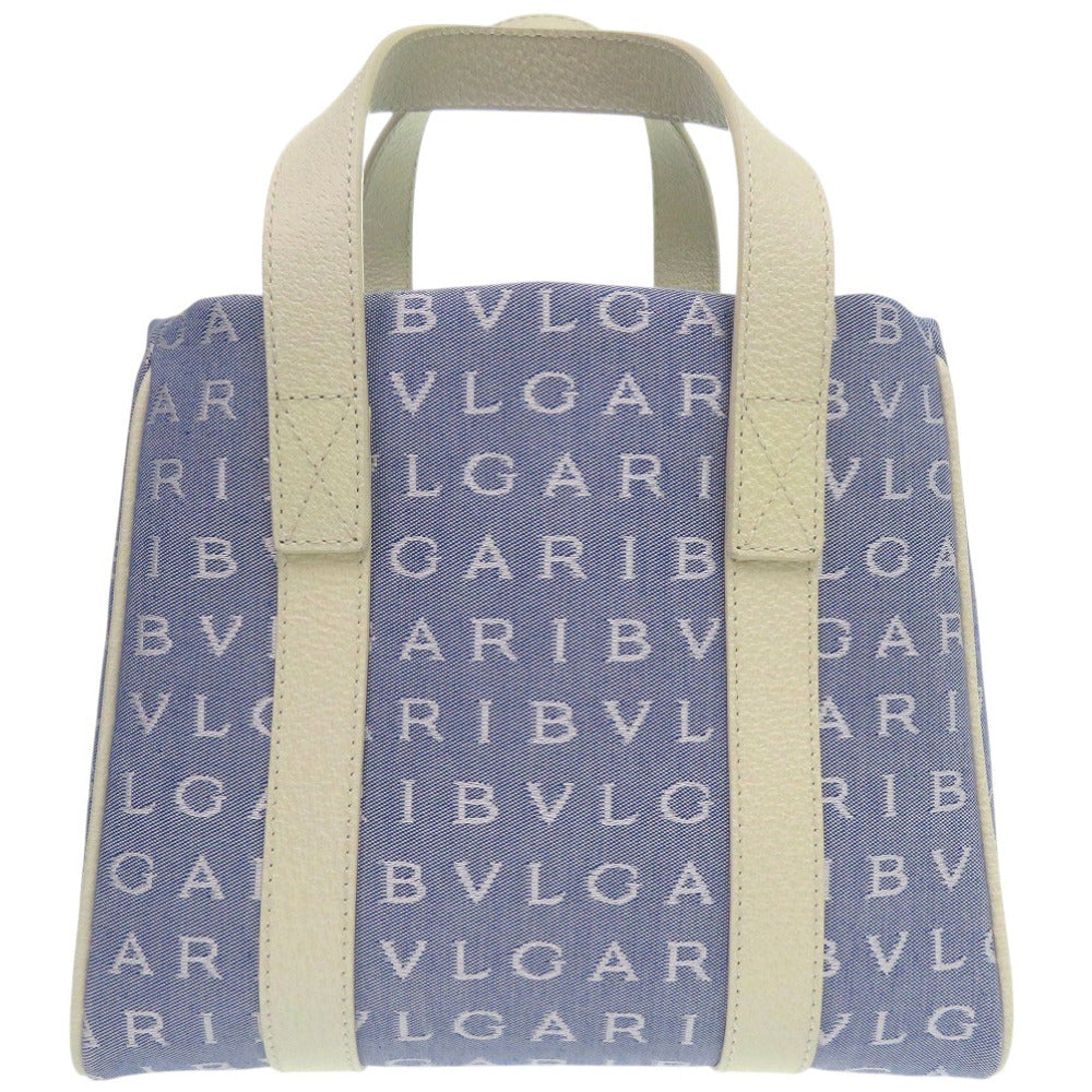 Bvlgari Tote Bag Canvas Blue Logo Mania Mini Tote Bag Women