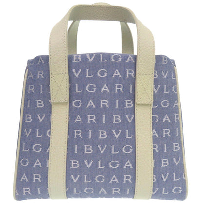 Bvlgari Tote Bag Canvas Blue Logo Mania Mini Tote Bag Women
