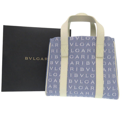 Bvlgari Tote Bag Canvas Blue Logo Mania Mini Tote Bag Women
