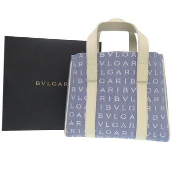 Bvlgari Tote Bag Canvas Blue Logo Mania Mini Tote Bag Women