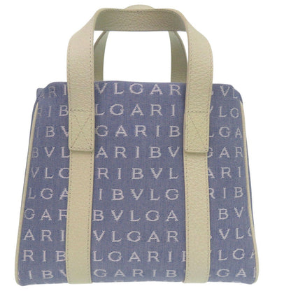 Bvlgari Tote Bag Canvas Blue Logo Mania Mini Tote Bag Women