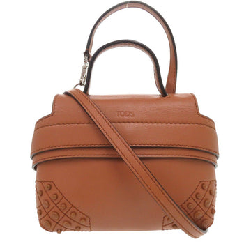 Todfs Handbag Leather Brown 2Way Micro Wave Bag Shoulder Bag Crossbody Women