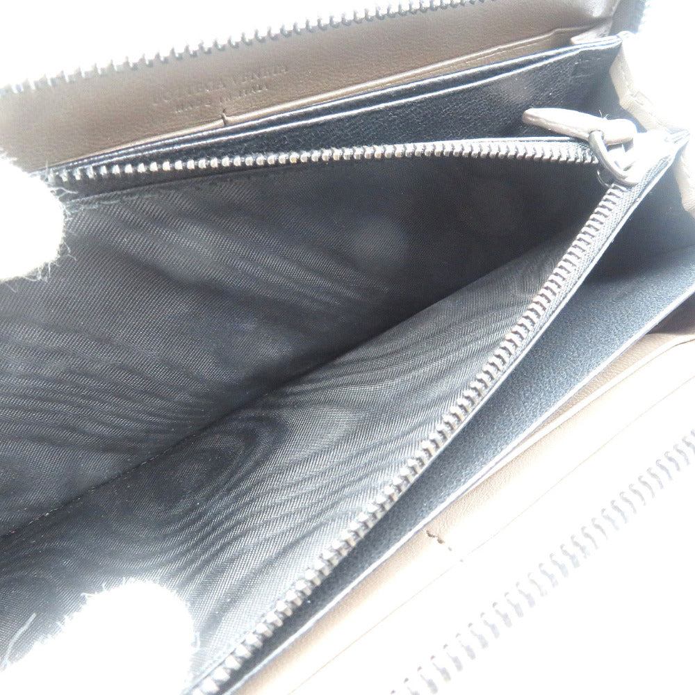 Bottegaveneta Long Wallet Purse Leather Brown Zip Around Intrecciato Mens