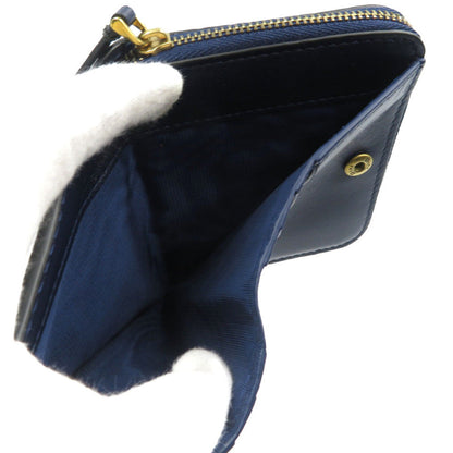 Christian Dior Bifold Wallet Leather Navy Women