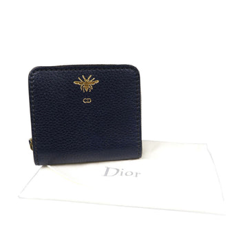 Christian Dior Bifold Wallet Leather Navy Women