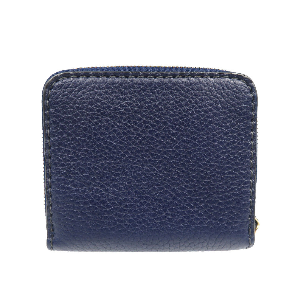 Christian Dior Bifold Wallet Leather Navy Women