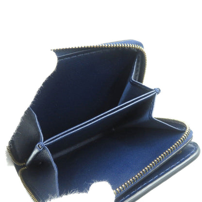 Christian Dior Bifold Wallet Leather Navy Women