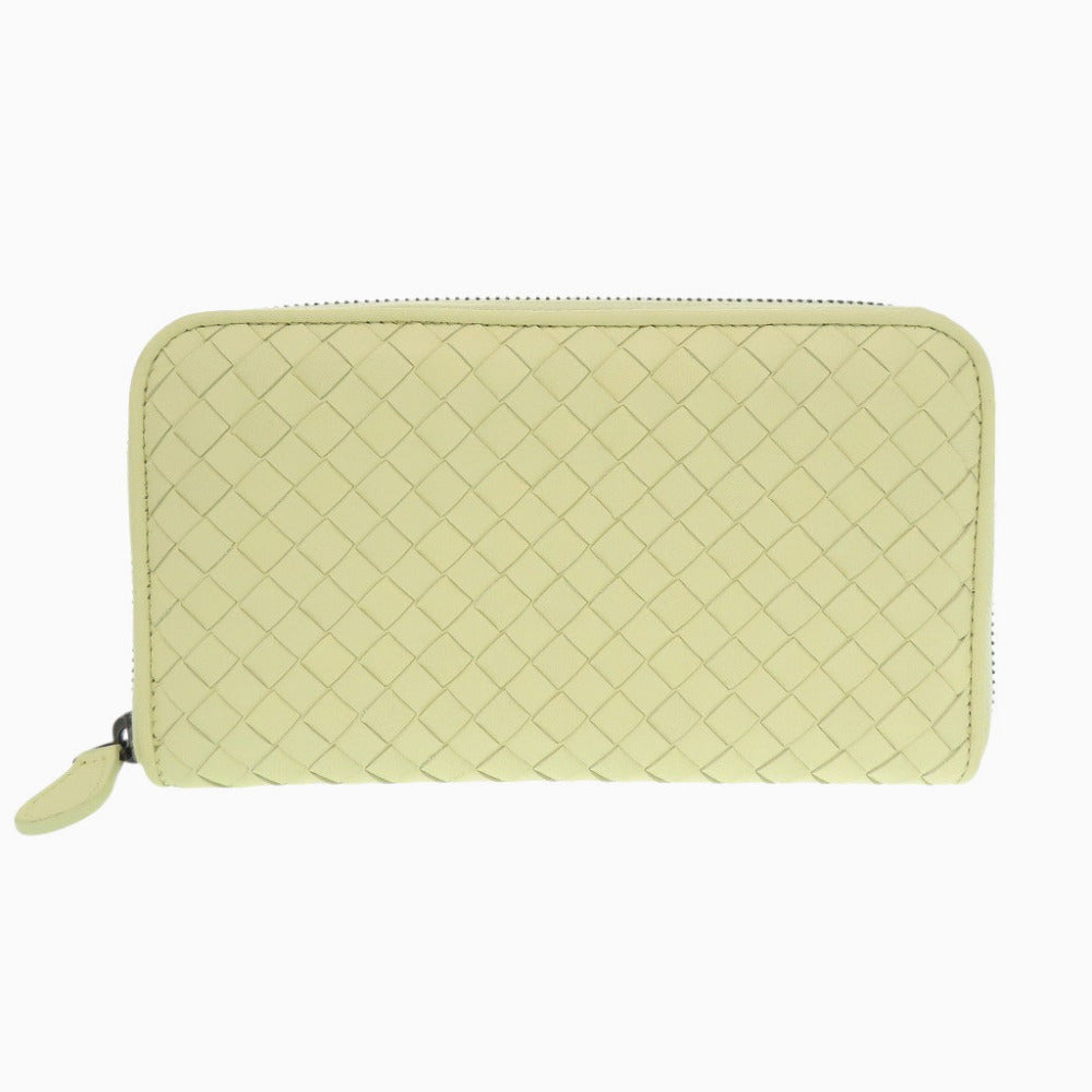 Bottegaveneta Long Wallet Purse Leather Yellow Intrecciato Women