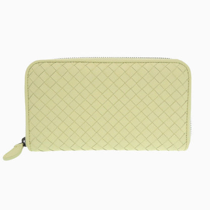 Bottegaveneta Long Wallet Purse Leather Yellow Intrecciato Women