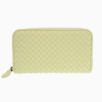 Bottegaveneta Long Wallet Purse Leather Yellow Intrecciato Women
