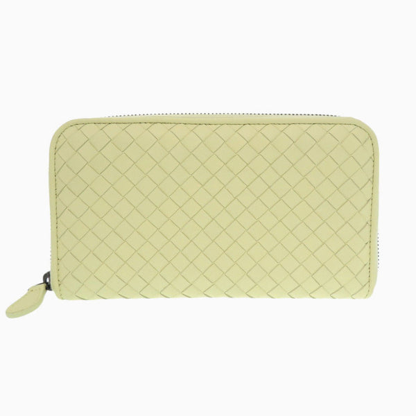 Bottegaveneta Long Wallet Purse Leather Yellow Intrecciato Women