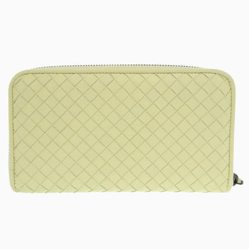 Bottegaveneta Long Wallet Purse Leather Yellow Intrecciato Women
