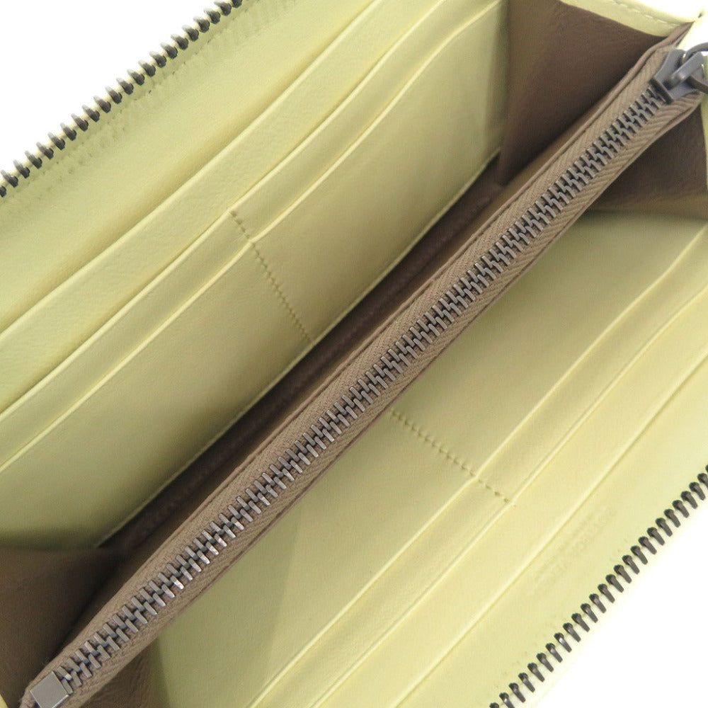 Bottegaveneta Long Wallet Purse Leather Yellow Intrecciato Women
