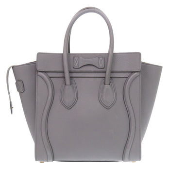Celine Handbag Leather Gray Luggage Micro Shopper Women