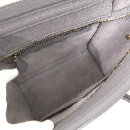 Celine Handbag Leather Gray Luggage Micro Shopper Women