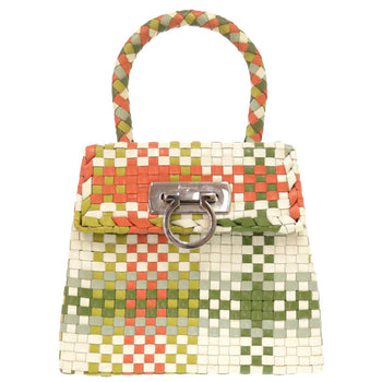 Salvatore Ferragamo Handbag Do-217228 Leather White Gancini Women