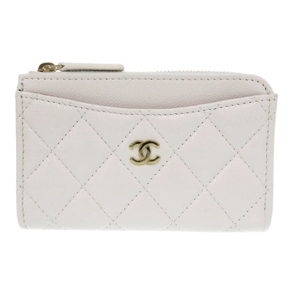 Chanel Coin Case Ap3179 Caviar Skin White Matrasse Coco Mark Women