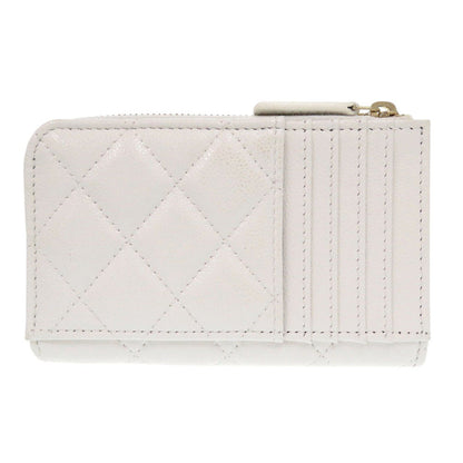 Chanel Coin Case Ap3179 Caviar Skin White Matrasse Coco Mark Women