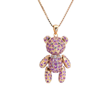 Jewelry Necklace K18 Pink Gold, Pink Sapphire Pink Gold Pink Sapphire 5.10Ct Women