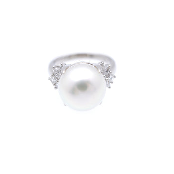 Jewelry Ring Pearl, Pt900Platinum Pearl White 0.5