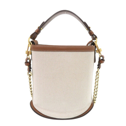 Delvaux Handbag Leather, Canvas Brown Bread Mini Bucket Women