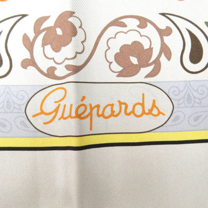 Hermes Scarf Silk Gris Twill Scarf Cheetah Carre90 Double Face Guepards Bandana Women