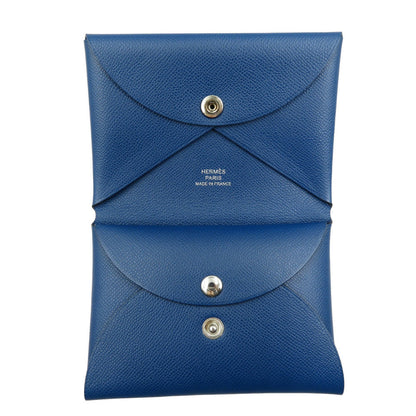 Hermes Coin Case Leather Deep Blue Calvi Duo