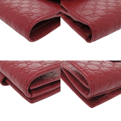 Gucci Bifold Wallet 464916 Leather Red Micro Guccisima Women