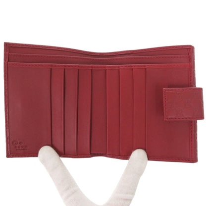 Gucci Bifold Wallet 464916 Leather Red Micro Guccisima Women
