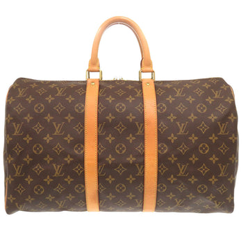 Louis Vuitton Boston Duffel Bag M41428 Monogram Canvas Brown Monogram Keepall 45 Mens