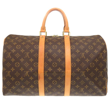 Louis Vuitton Boston Duffel Bag M41428 Monogram Canvas Brown Monogram Keepall 45 Mens
