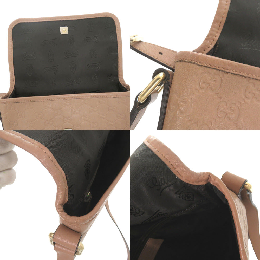 Gucci Shoulder Bag 223666 Leather Pink Beige Guccisima