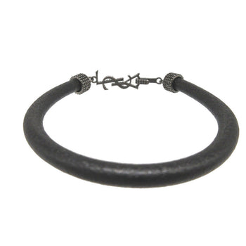 Saint Laurent Paris Bracelet Leather Black Logo Unisex(Unisex)