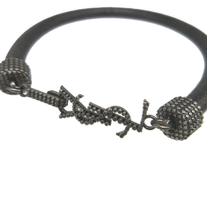 Saint Laurent Paris Bracelet Leather Black Logo Unisex(Unisex)