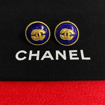 Chanel Earring Gold Plated Gold Coco Mark Women