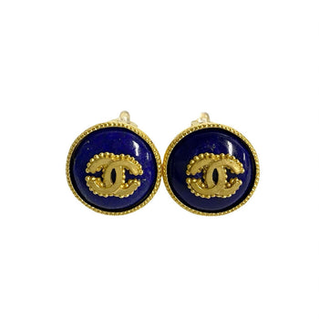 Chanel Earring Gold Plated Gold Coco Mark Women