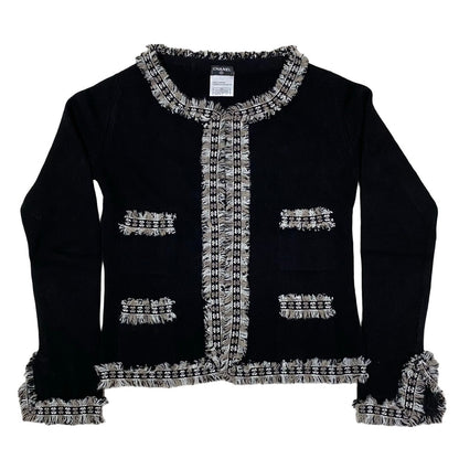 Chanel Ensemble Cashmere Black Coco Mark Trim Ensemble Twin Knit Women 38
