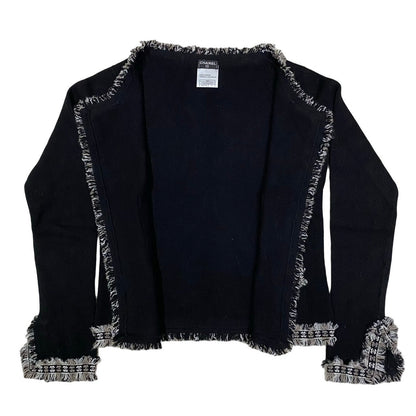 Chanel Ensemble Cashmere Black Coco Mark Trim Ensemble Twin Knit Women 38