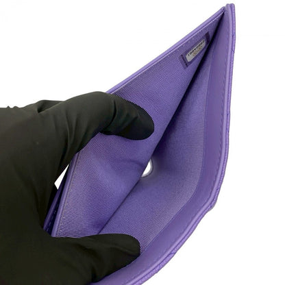Chanel Tri-Fold Wallet Matt Caviar Skin Purple Matrasse