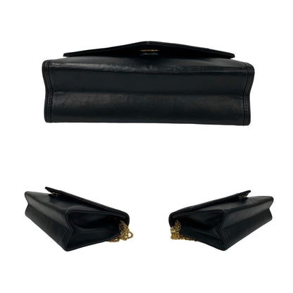 Chanel Shoulder Bag Lambskin Black Coco Mark Women