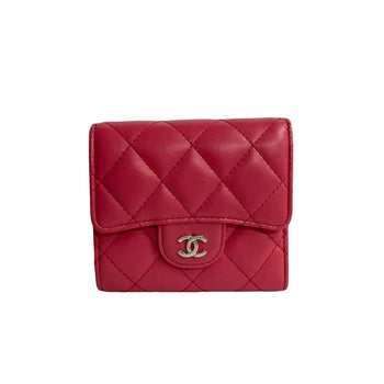 Chanel Bifold Wallet Lambskin Pink Coco Mark Matrasse Women